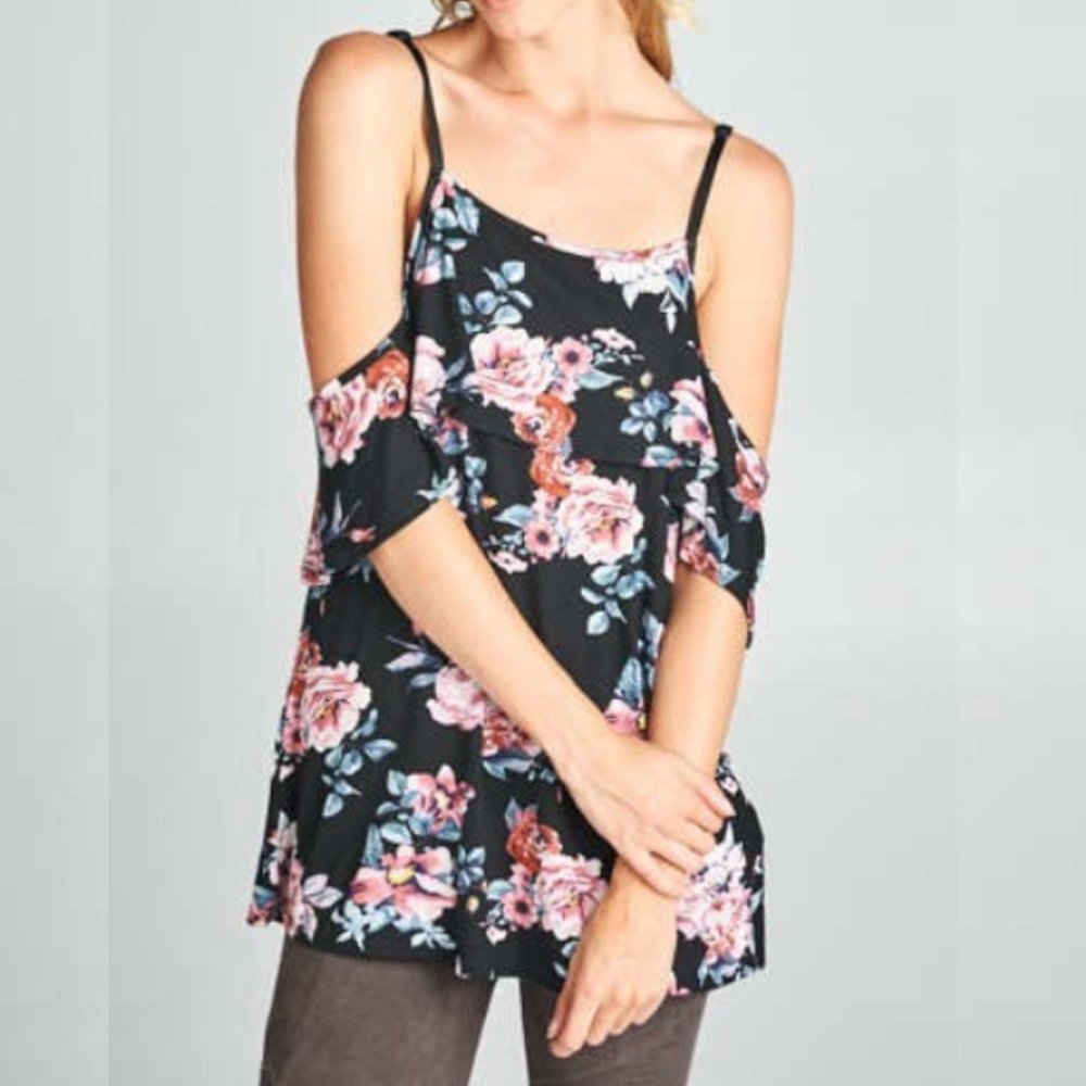 Floral Cold Shoulder Tunic